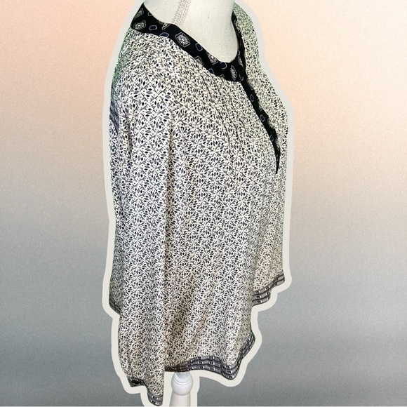 Sea New York White & Black 100% Silk Button-Up Geometric Print Tunic Size 4 - Picture 10 of 12